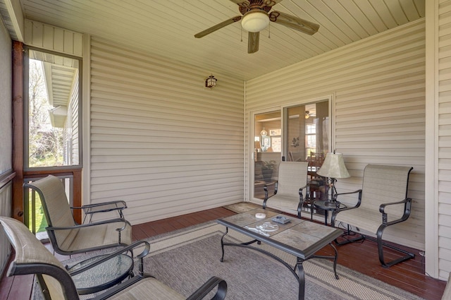 view of patio / terrace featuring a ceiling fan