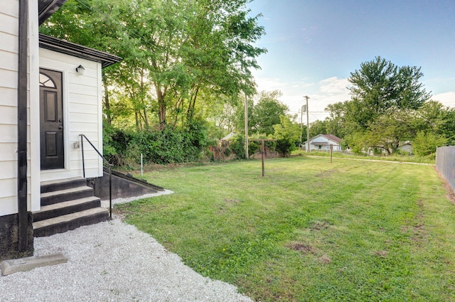 view of yard featuring entry steps