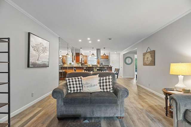 112 Overlook Dr Unit 5, Branson, MO 65616 - living area featuring ornamental molding, baseboards, wood finished floors, and recessed lighting