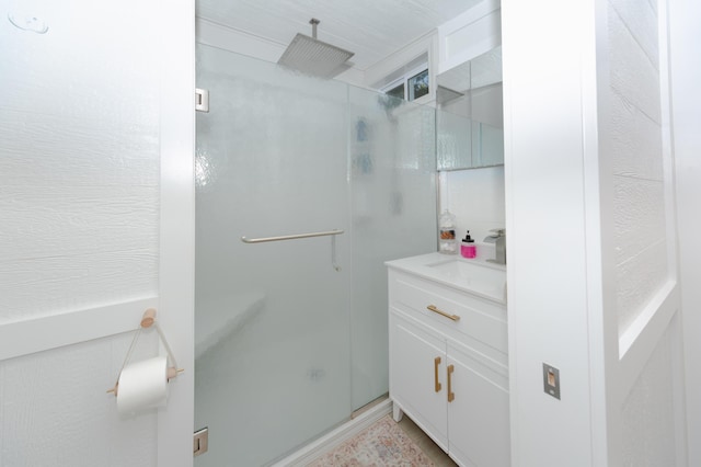 111 W Olive St, El Dorado Springs, MO 64744 - bathroom featuring a shower stall and vanity
