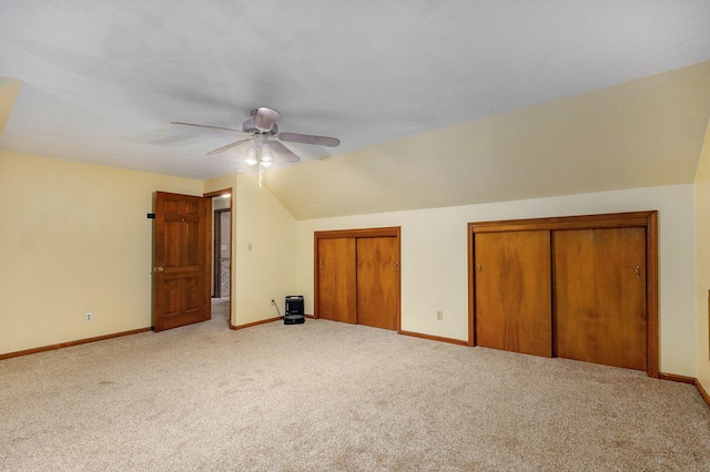 4855 E Cimarron Ln, Springfield, MO 65803 - additional living space with carpet flooring, vaulted ceiling, baseboards, and a ceiling fan