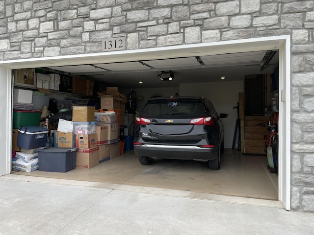 garage with a garage door opener