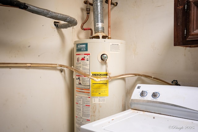 utility room featuring washer / dryer and water heater