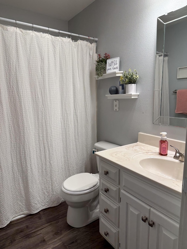 313 Washington St, Mountain View, MO 65548 - full bathroom with toilet, wood finished floors, and vanity