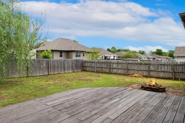 deck featuring a fire pit