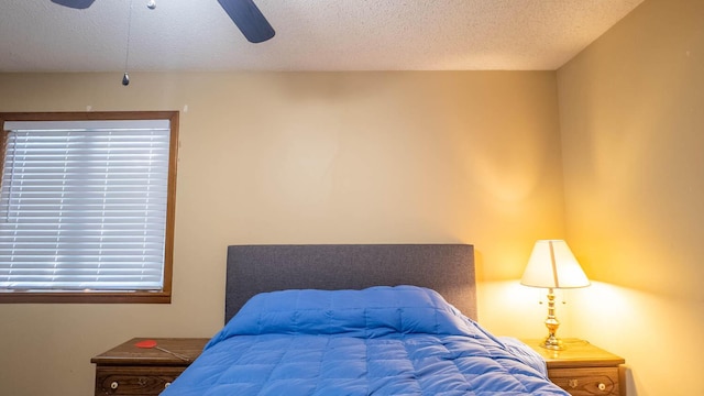 920 Oak St, Thayer, MO 65791 - bedroom with a textured ceiling and a ceiling fan