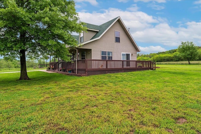1215 E 515th Rd, Morrisville, MO 65710 - back of house with a deck and a lawn