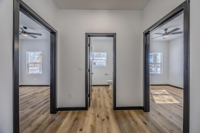 834 Morris St, Mountain Grove, MO 65711 - corridor with plenty of natural light, light wood-style floors, and baseboards