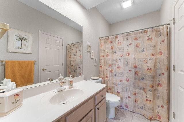 680 Emerald Pointe Dr Unit 6, Hollister, MO 65672 - full bathroom with toilet, vanity, tile patterned floors, and a shower with shower curtain