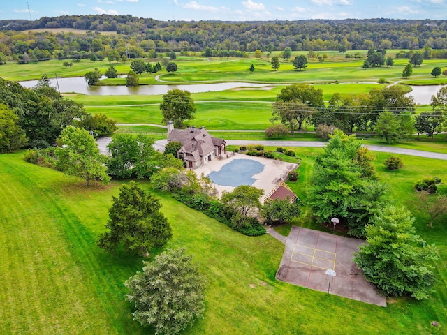 3260 W Rivulet Pass, Springfield, MO 65810 - bird's eye view of a nearby body of water, a local golf course, a tree filled landscape, and a pool