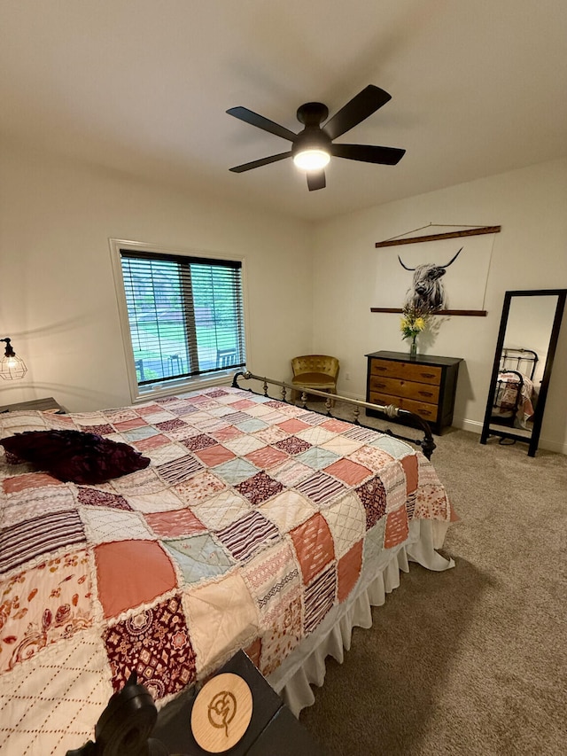 bedroom with carpet flooring and ceiling fan