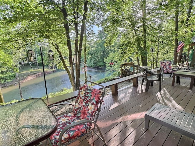 1424 Brown Rd, Van Buren, MO 63965 - wooden deck featuring a water view and view of scattered trees