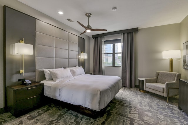 2312 Branson Landing Blvd Unit A, Branson, MO 65616 - carpeted bedroom with a ceiling fan, baseboards, and recessed lighting