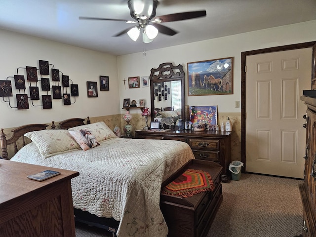 1100 County Road 8270, West Plains, MO 65775 - carpeted bedroom with a wainscoted wall and ceiling fan