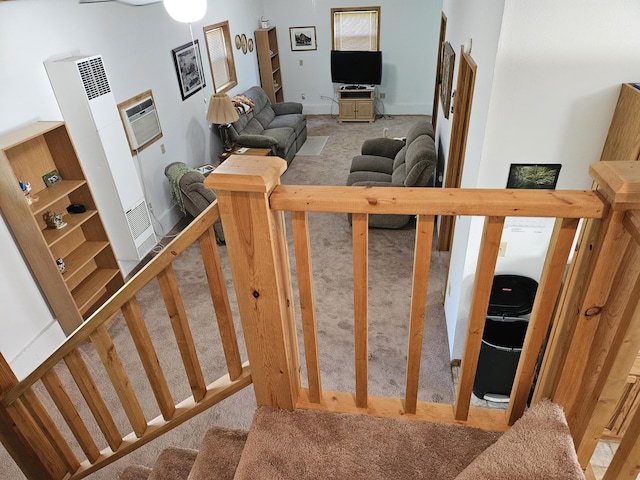 1100 County Road 8270, West Plains, MO 65775 - stairway featuring carpet, baseboards, and a heating unit