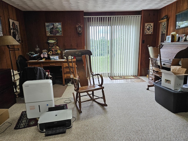 1100 County Road 8270, West Plains, MO 65775 - living area featuring wooden walls, carpet, and an office area