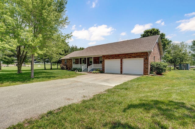 13860 Lawrence Unit 1158, Mount Vernon, MO 65712 - single story home with covered porch, an attached garage, brick siding, a front lawn, and concrete driveway