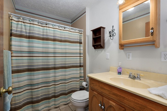 13860 Lawrence Unit 1158, Mount Vernon, MO 65712 - full bath with a textured ceiling, toilet, vanity, a shower with curtain, and tile patterned floors
