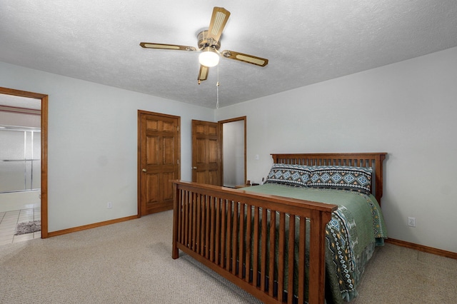 13860 Lawrence Unit 1158, Mount Vernon, MO 65712 - carpeted bedroom with baseboards, a textured ceiling, and ceiling fan