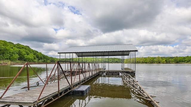 dock area featuring a water view