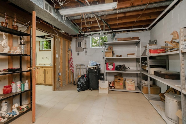 storage room featuring electric panel