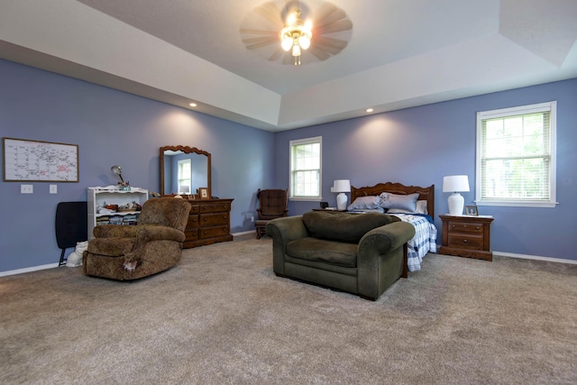 904 W Crater Cir, Nixa, MO 65714 - bedroom with carpet floors, a tray ceiling, baseboards, and recessed lighting