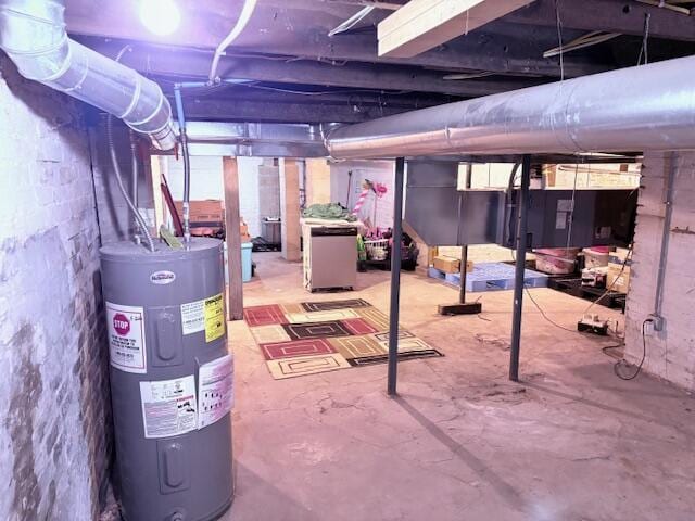 unfinished below grade area with electric water heater