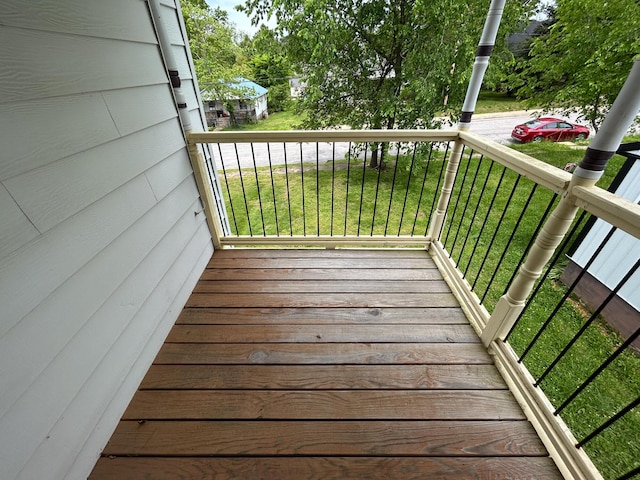 deck featuring a yard