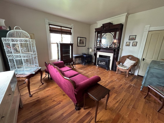 living room with wood finished floors