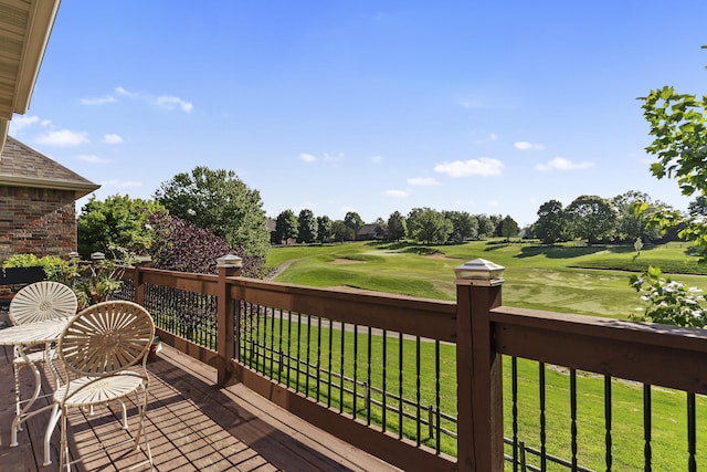 5998 S Parkhaven Ln, Springfield, MO 65810 - wooden terrace with golf course view and a yard