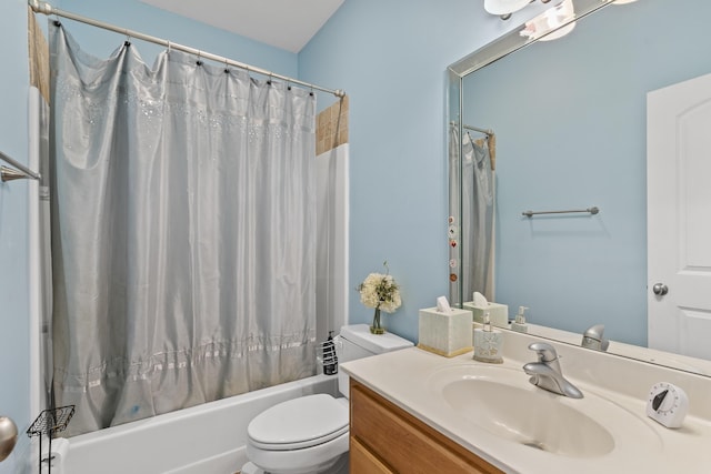 5998 S Parkhaven Ln, Springfield, MO 65810 - bathroom with toilet, shower / bathtub combination with curtain, and vanity