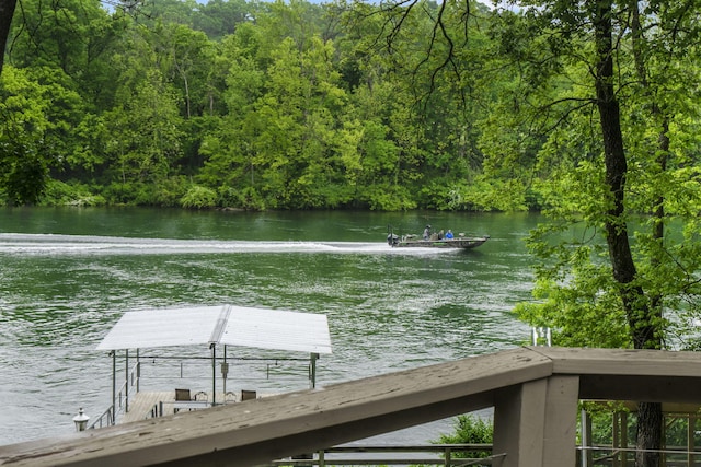 1294 Acacia Club Rd, Hollister, MO 65672 - dock area featuring a water view and a wooded view