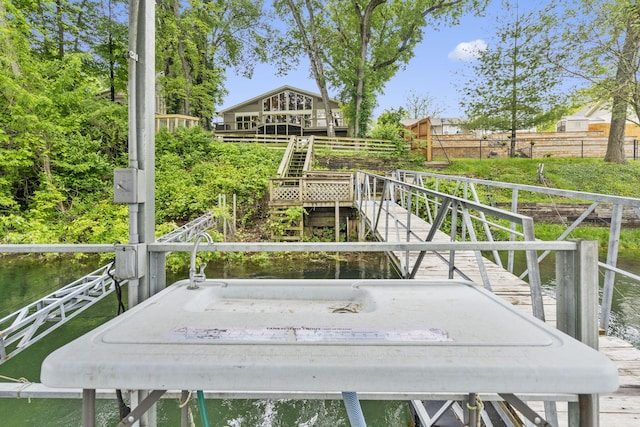 1294 Acacia Club Rd, Hollister, MO 65672 - dock area with a water view and fence