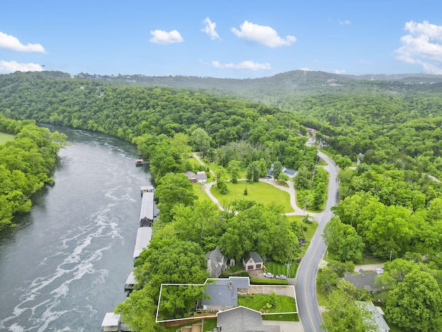 1294 Acacia Club Rd, Hollister, MO 65672 - aerial view of property and surrounding area with a forest, a large body of water, and property boundaries highlighted