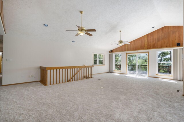 170 Sundance Rd, Cape Fair, MO 65624 - carpeted empty room featuring vaulted ceiling, a ceiling fan, a textured ceiling, and baseboards