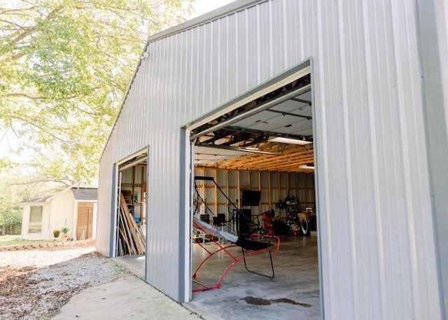view of pole building featuring a garage