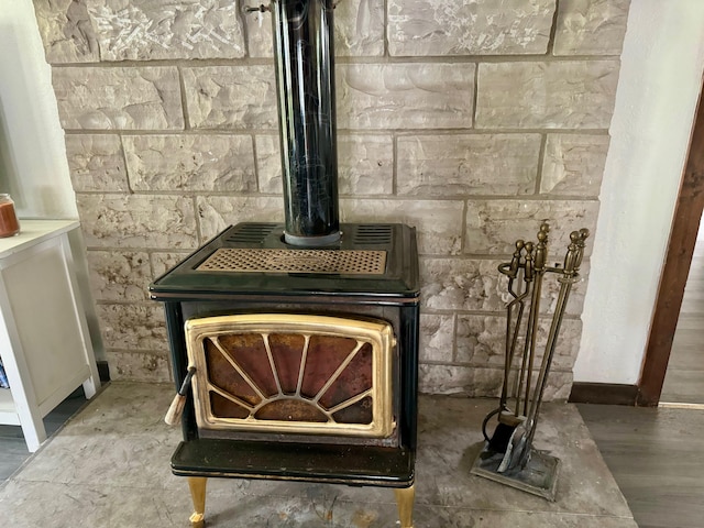 detailed view of a wood stove