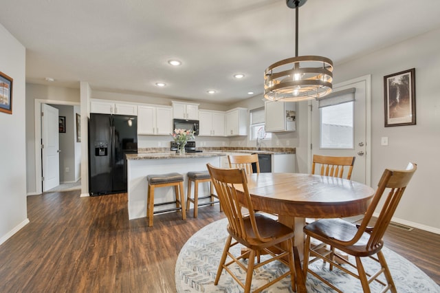 358 W Granada St, Republic, MO 65738 - dining area with a chandelier, baseboards, dark wood-style floors, and recessed lighting