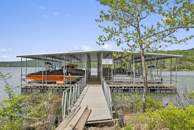 dock featuring a water view and boat lift