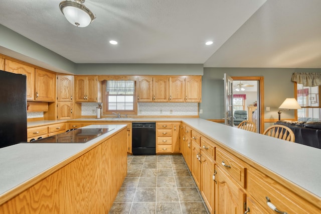 9169 W Farm Road 60, Willard, MO 65781 - kitchen featuring black appliances, a sink, light countertops, tasteful backsplash, and recessed lighting