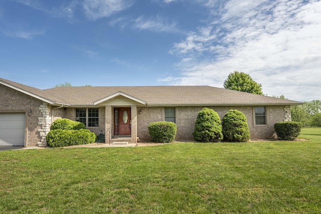 9169 W Farm Road 60, Willard, MO 65781 - ranch-style home featuring brick siding, a front lawn, an attached garage, and roof with shingles