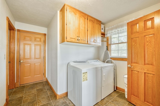 9169 W Farm Road 60, Willard, MO 65781 - washroom with washer and clothes dryer, baseboards, cabinet space, and a textured ceiling