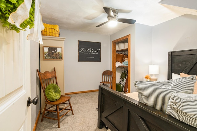 4216 Skyline Rd, Seymour, MO 65746 - bedroom with light carpet, baseboards, and ceiling fan