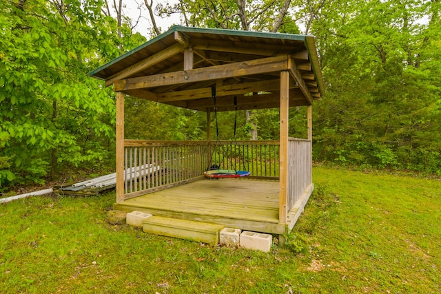 4216 Skyline Rd, Seymour, MO 65746 - wooden deck featuring a gazebo and a yard
