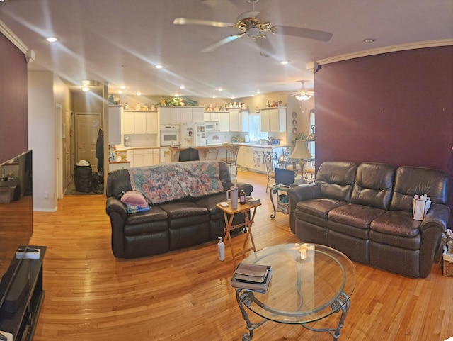 2016 Timberlake Rd, Branson, MO 65616 - living room with a ceiling fan, light wood finished floors, and recessed lighting