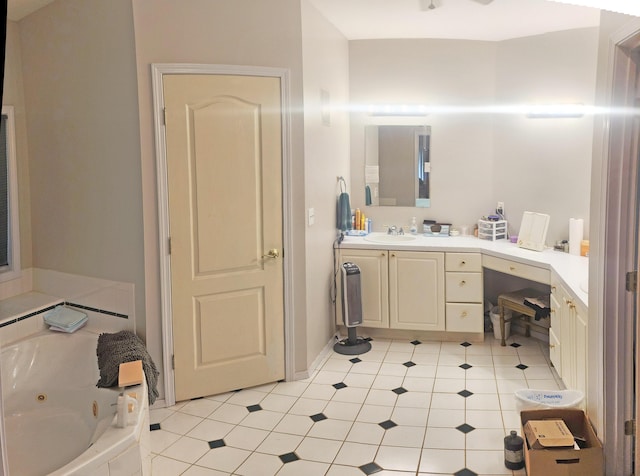 2016 Timberlake Rd, Branson, MO 65616 - bathroom featuring tile patterned floors, vanity, and a jetted tub