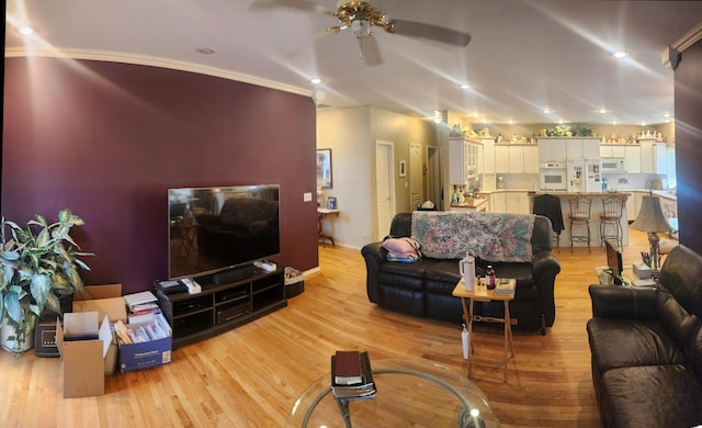 2016 Timberlake Rd, Branson, MO 65616 - living room featuring a ceiling fan, light wood-style flooring, and recessed lighting
