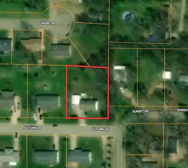 aerial view of property's location with property boundaries highlighted
