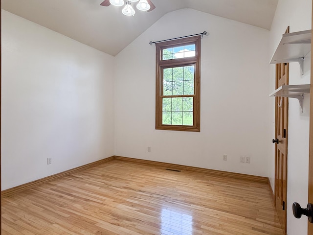 1099 E Julian St, Marshfield, MO 65706 - additional living space with a ceiling fan, light wood finished floors, lofted ceiling, and baseboards
