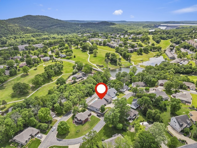 1970 Pointe Royale Dr, Branson, MO 65616 - aerial view of property and surrounding area featuring a water and mountain view and nearby suburban area